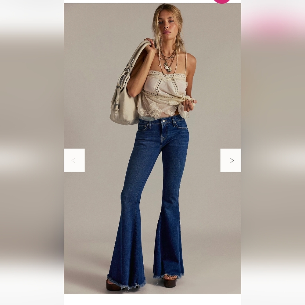 Free People Super Bell Bottom Flare Leg Jean Size 26 Boho Hippie Vintage